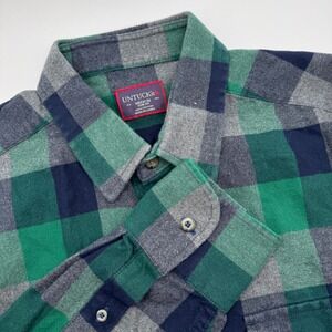 UNTUCKit‎ Men's Medium Slim Fit Plaid Long Sleeve Button Down Shirt Green Navy